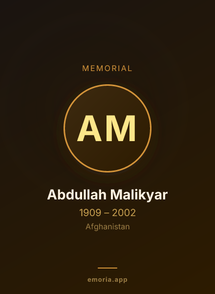 Memorial portrait of Abdullah Malikyar