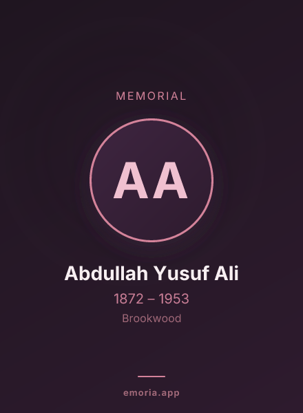 Memorial portrait of Abdullah Yusuf Ali