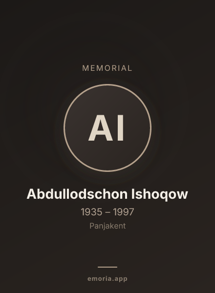 Memorial portrait of Abdullodschon Ishoqow