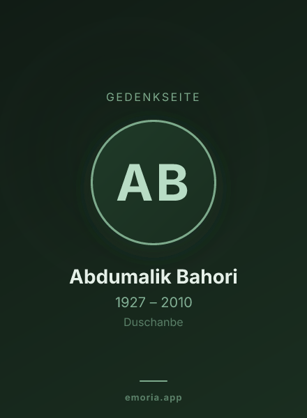 Gedenkportrait von Abdumalik Bahori