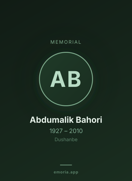 Memorial portrait of Abdumalik Bahori