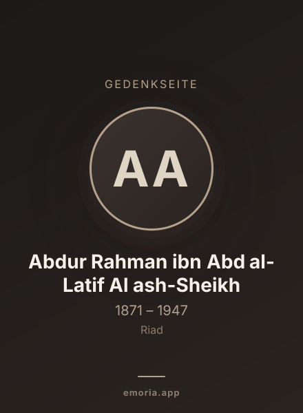 Gedenkportrait von Abdur Rahman ibn Abd al-Latif Al ash-Sheikh