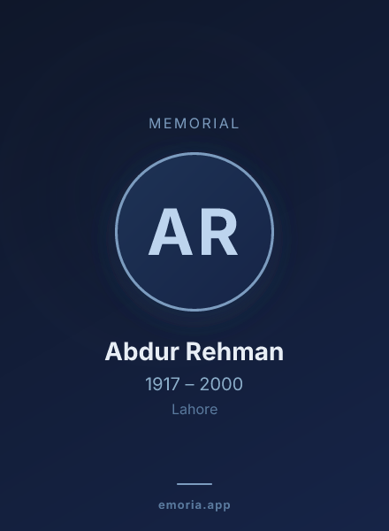 Memorial portrait of Abdur Rehman