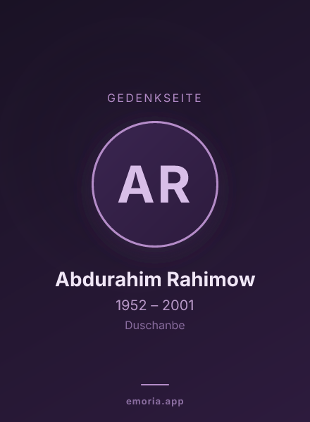 Gedenkportrait von Abdurahim Rahimow