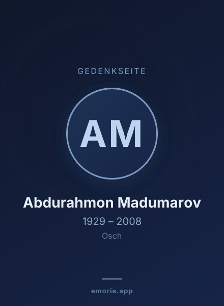 Gedenkportrait von Abdurahmon Madumarov