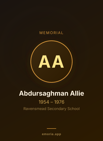 Memorial portrait of Abdursaghman Allie