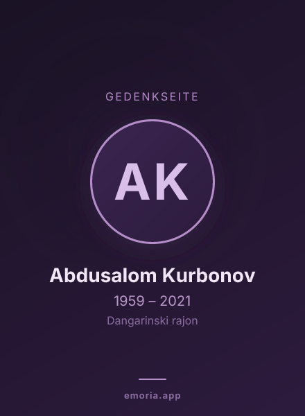 Gedenkportrait von Abdusalom Kurbonov