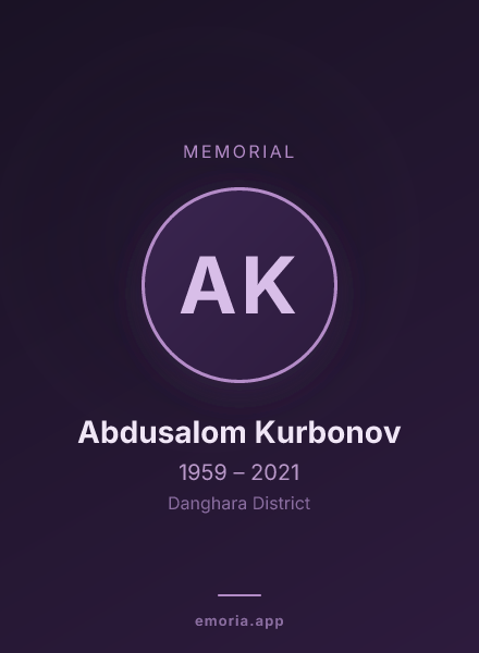 Memorial portrait of Abdusalom Kurbonov