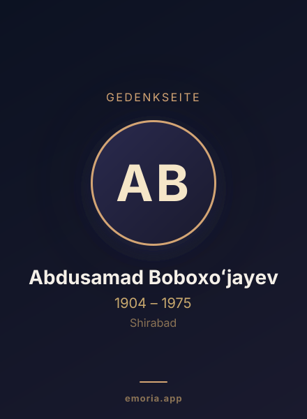 Gedenkportrait von Abdusamad Boboxoʻjayev