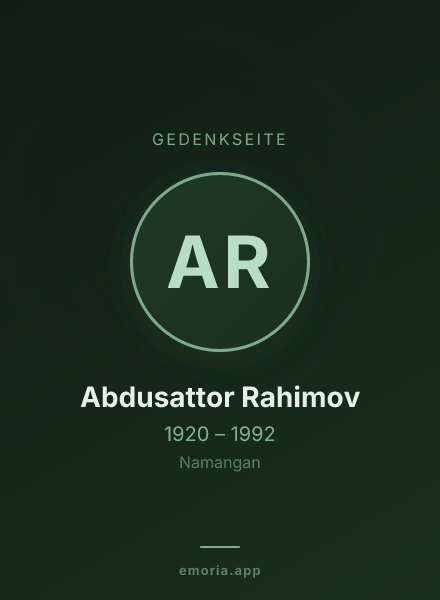 Gedenkportrait von Abdusattor Rahimov