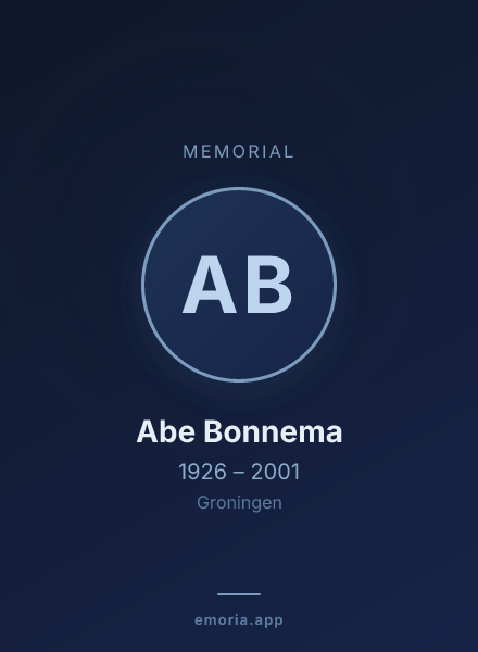 Memorial portrait of Abe Bonnema