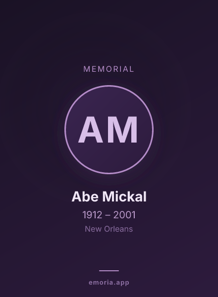 Memorial portrait of Abe Mickal