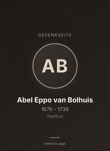 Gedenkportrait von Abel Eppo van Bolhuis