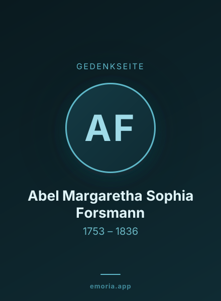 Gedenkportrait von Abel Margaretha Sophia Forsmann