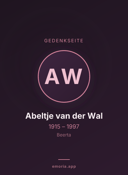 Gedenkportrait von Abeltje van der Wal