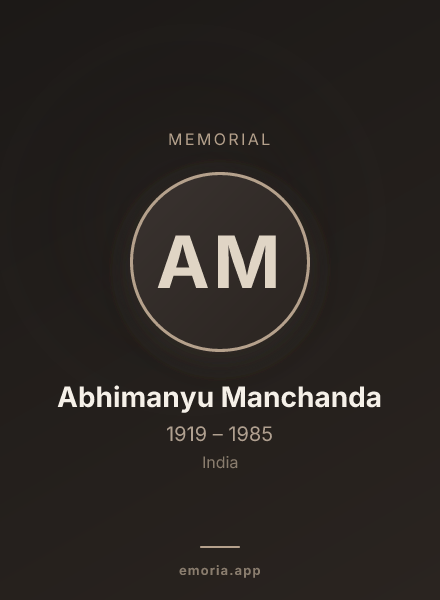 Memorial portrait of Abhimanyu Manchanda