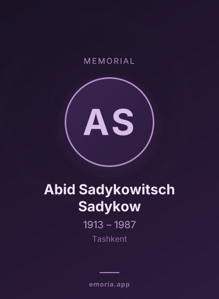 Memorial portrait of Abid Sadykowitsch Sadykow