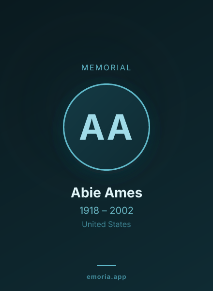 Memorial portrait of Abie Ames