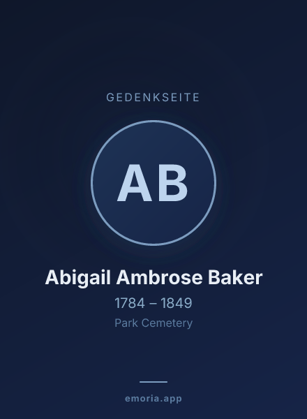 Gedenkportrait von Abigail Ambrose Baker