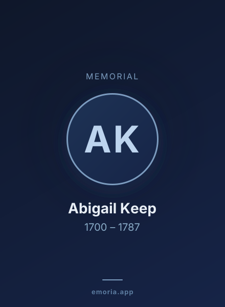Memorial portrait of Abigail Keep