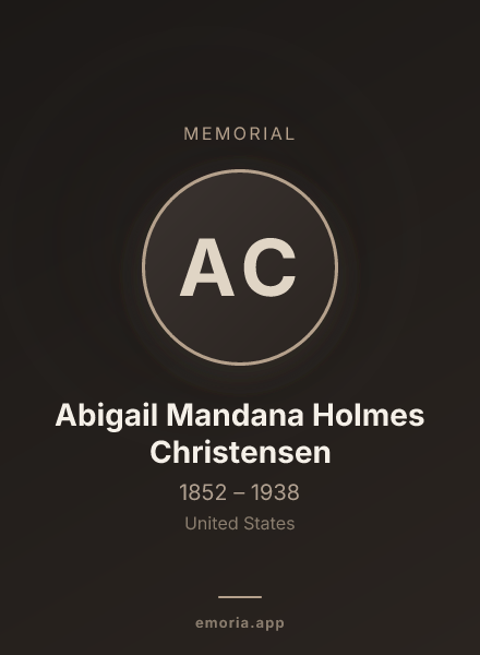Memorial portrait of Abigail Mandana Holmes Christensen