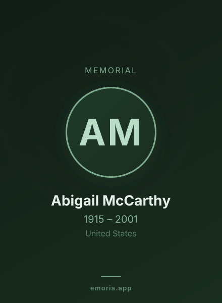 Memorial portrait of Abigail McCarthy