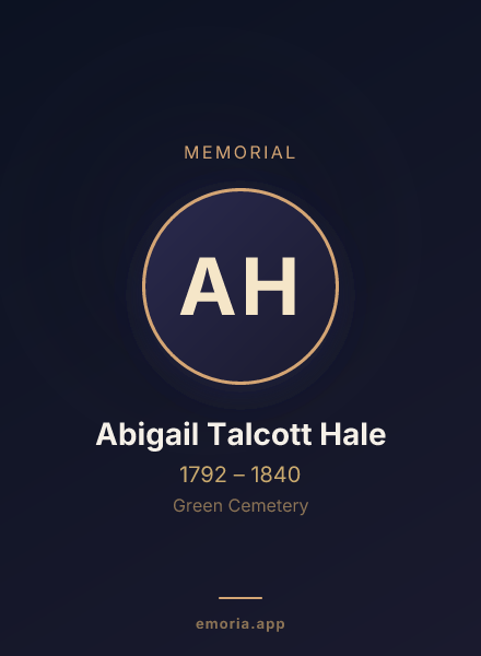 Memorial portrait of Abigail Talcott Hale