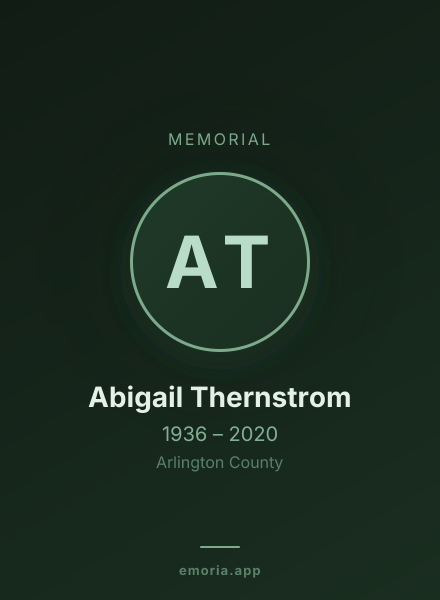 Memorial portrait of Abigail Thernstrom