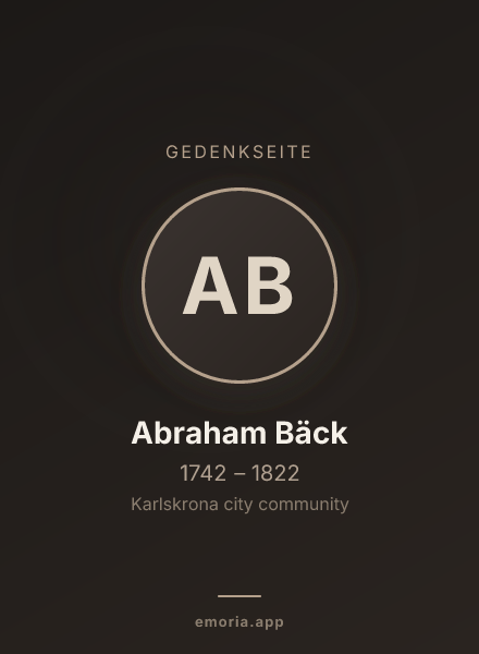 Gedenkportrait von Abraham Bäck