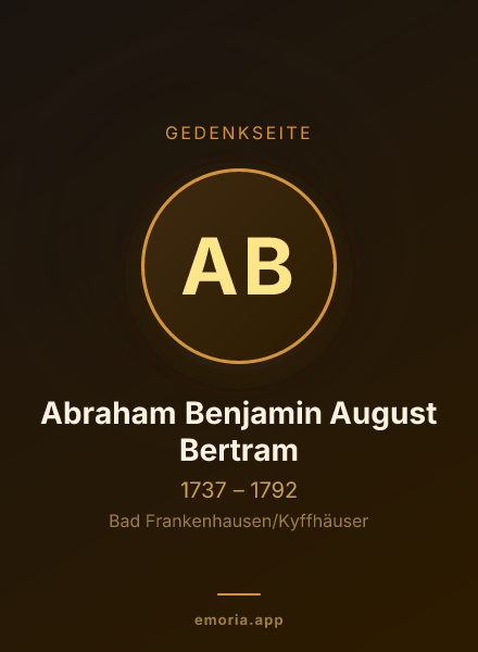 Gedenkportrait von Abraham Benjamin August Bertram