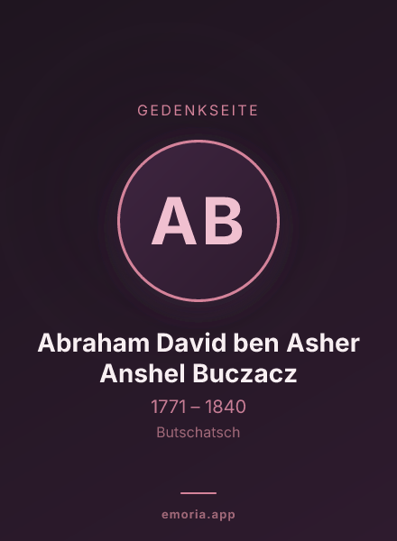 Gedenkportrait von Abraham David ben Asher Anshel Buczacz