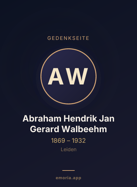 Gedenkportrait von Abraham Hendrik Jan Gerard Walbeehm
