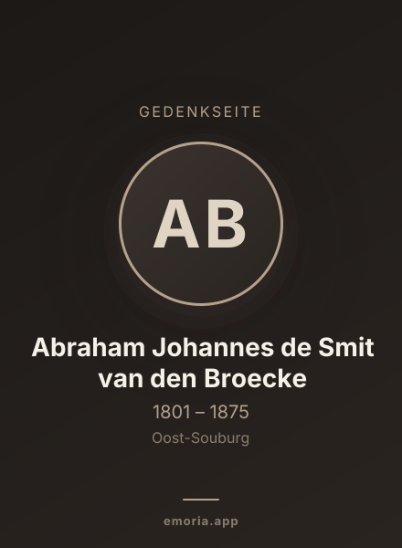 Gedenkportrait von Abraham Johannes de Smit van den Broecke
