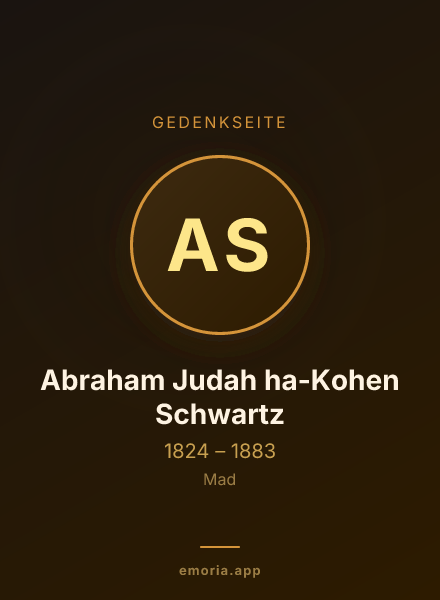 Gedenkportrait von Abraham Judah ha-Kohen Schwartz