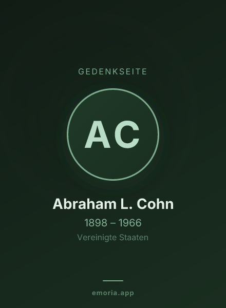 Gedenkportrait von Abraham L. Cohn