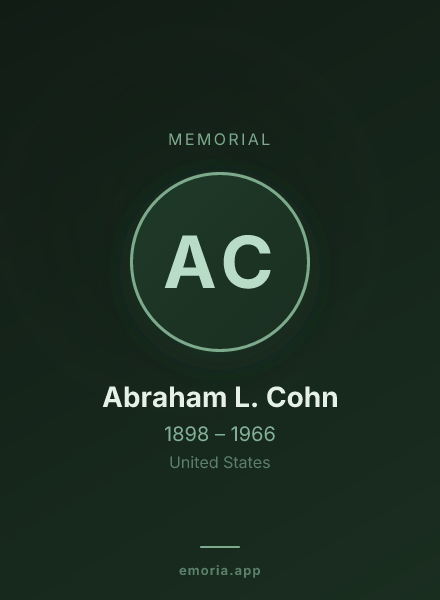 Memorial portrait of Abraham L. Cohn
