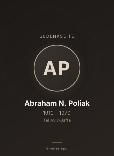Gedenkportrait von Abraham N. Poliak