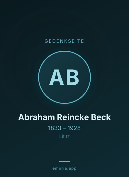 Gedenkportrait von Abraham Reincke Beck