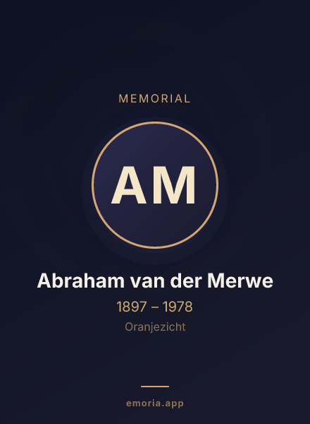 Memorial portrait of Abraham van der Merwe