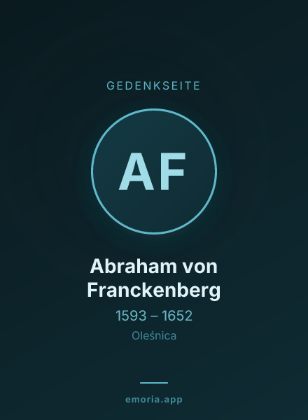 Gedenkportrait von Abraham von Franckenberg