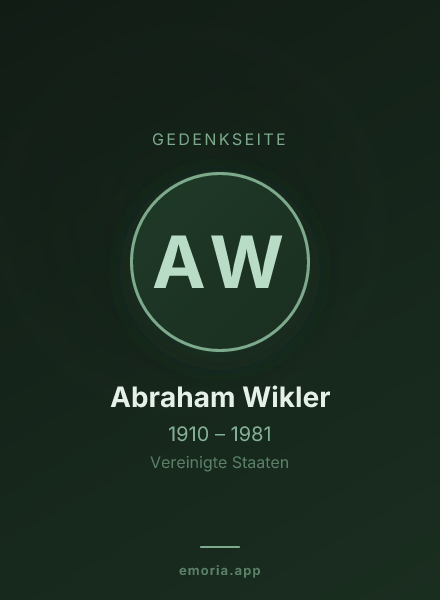 Gedenkportrait von Abraham Wikler