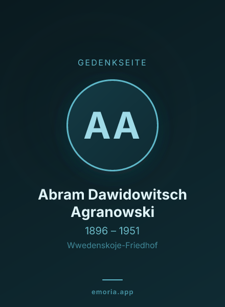 Gedenkportrait von Abram Dawidowitsch Agranowski