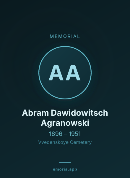 Memorial portrait of Abram Dawidowitsch Agranowski