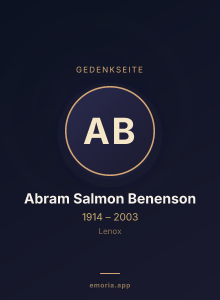 Gedenkportrait von Abram Salmon Benenson