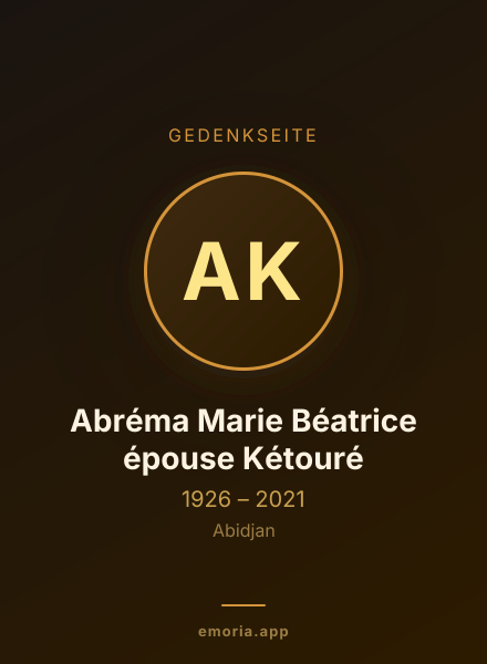 Gedenkportrait von Abréma Marie Béatrice épouse Kétouré
