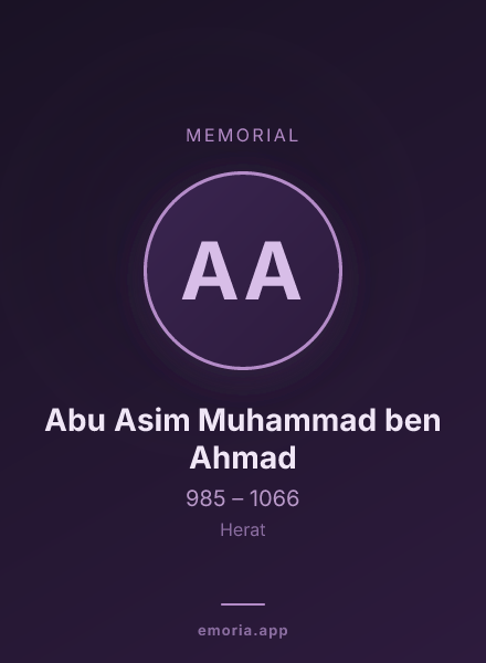 Memorial portrait of Abu Asim Muhammad ben Ahmad