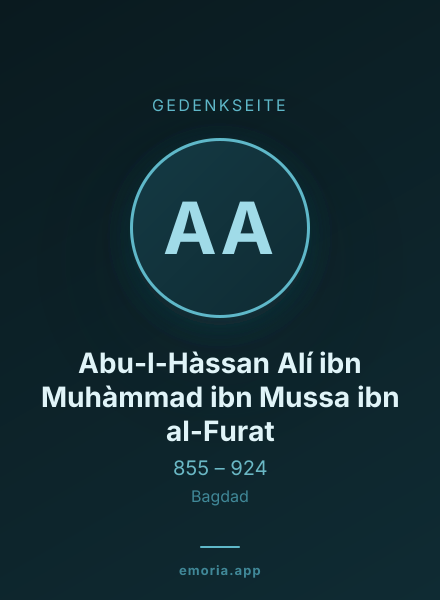 Gedenkportrait von Abu-l-Hàssan Alí ibn Muhàmmad ibn Mussa ibn al-Furat