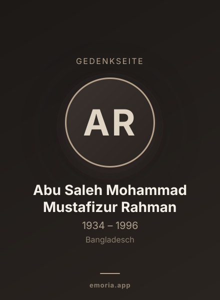Gedenkportrait von Abu Saleh Mohammad Mustafizur Rahman