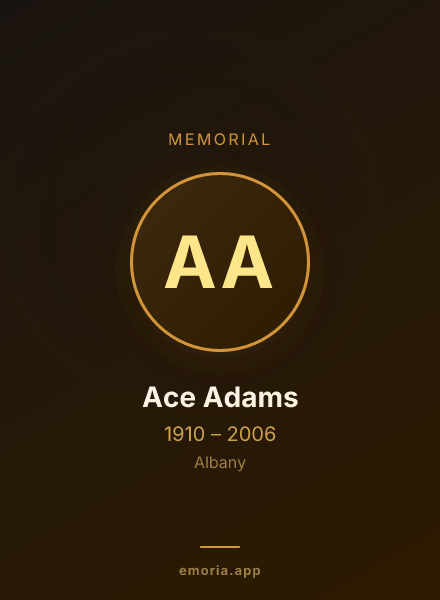 Memorial portrait of Ace Adams