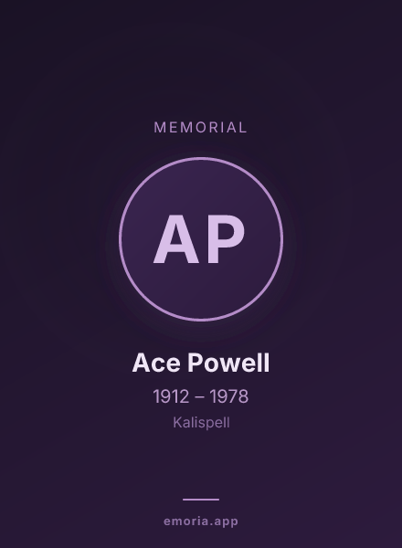 Memorial portrait of Ace Powell